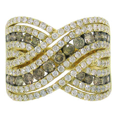 2.00ct 14k Yellow Gold White & Champagne Diamond Lady's Ring