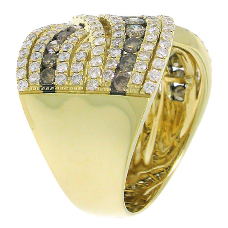 2.00ct 14k Yellow Gold White & Champagne Diamond Lady's Ring