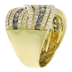 2.00ct 14k Yellow Gold White & Champagne Diamond Lady's Ring