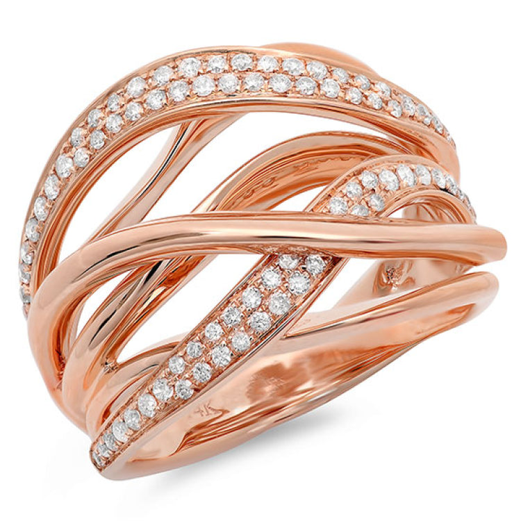 0.52ct 14k Rose Gold Diamond Bridge Ring