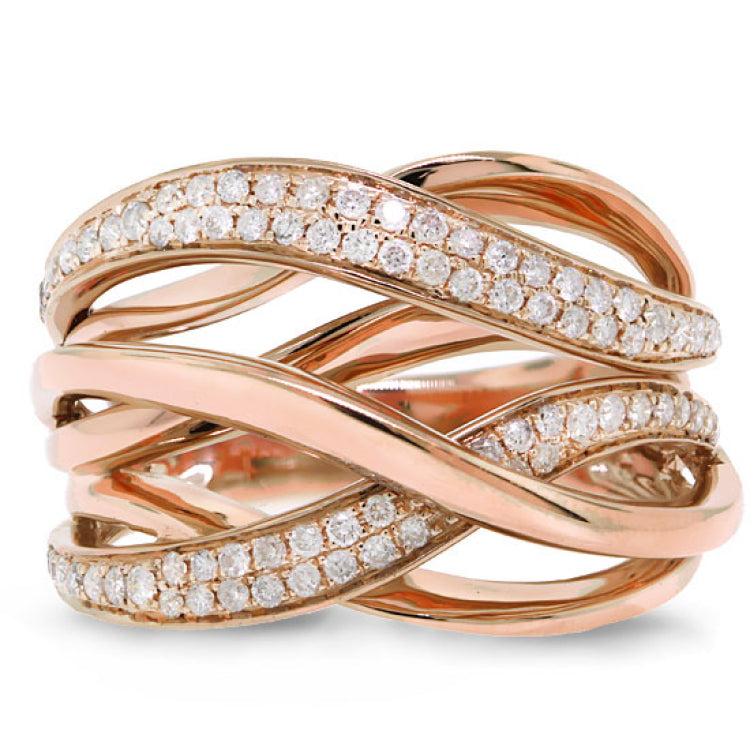 0.52ct 14k Rose Gold Diamond Bridge Ring