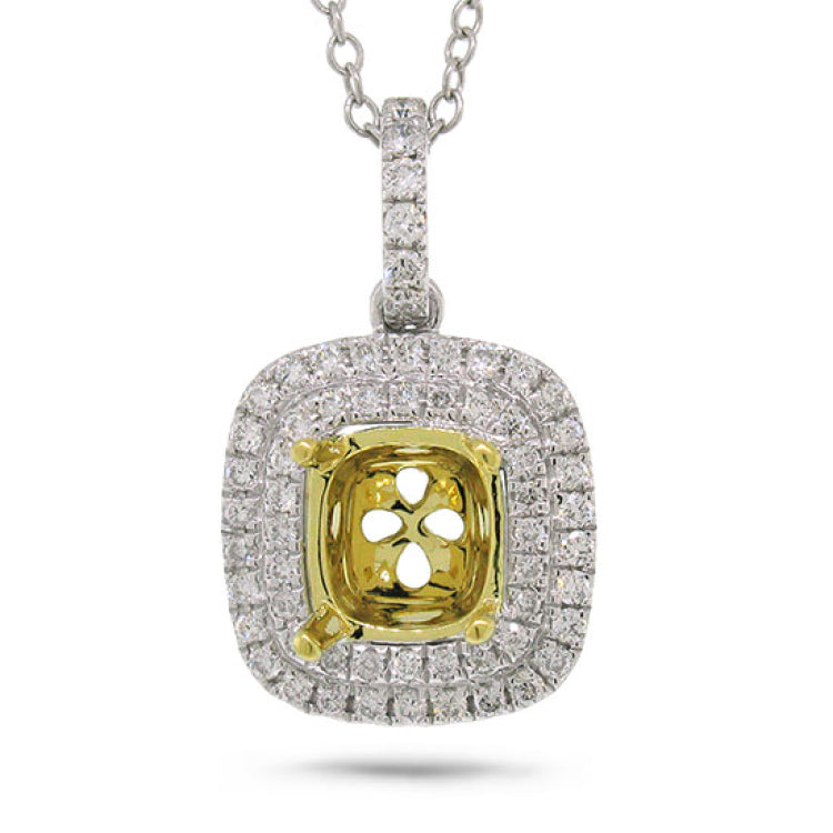 0.31ct 18k Two-tone Gold Diamond Semi-mount Pendant
