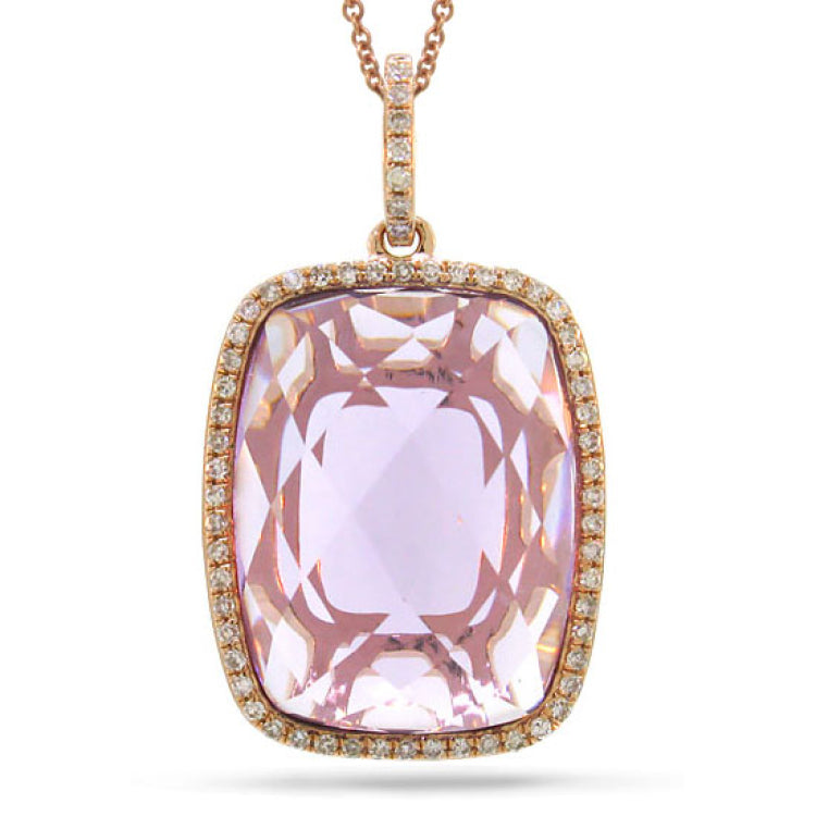 0.19ct Diamond & 8.60ct Amethyst 14k Rose Gold Pendant