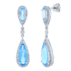 0.43ct Diamond & 4.23ct Blue Topaz 14k White Gold Earring