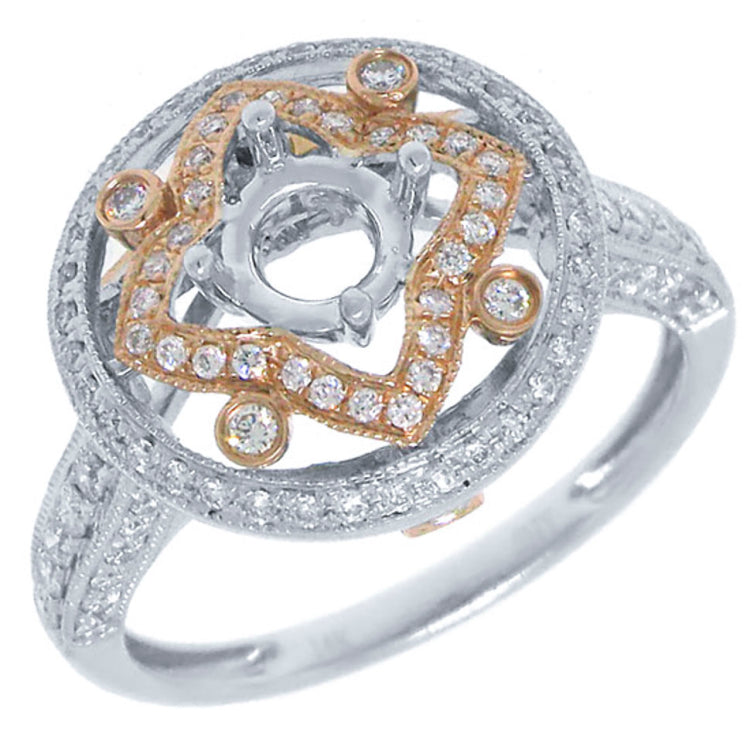 0.66ct 14k Two-tone Rose Gold Diamond Semi-mount Ring