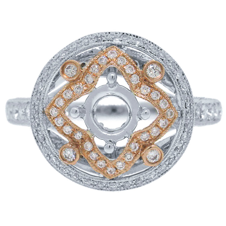 0.66ct 14k Two-tone Rose Gold Diamond Semi-mount Ring