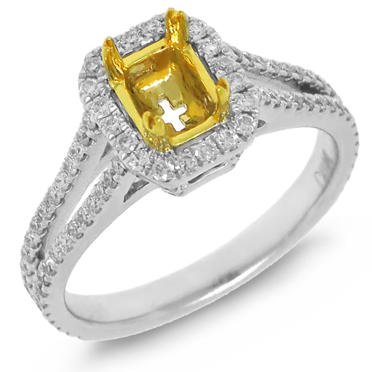 0.54ct 14k Two-tone Gold Diamond Semi-mount Ring