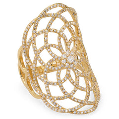 1.22ct 14k Yellow Gold Diamond Lace Lady's Ring