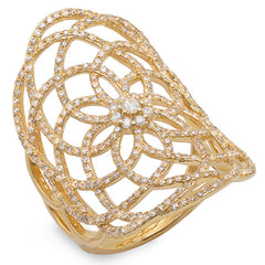 1.22ct 14k Yellow Gold Diamond Lace Lady's Ring
