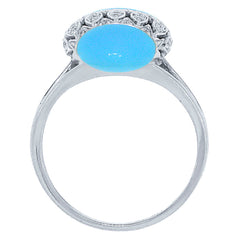 0.09ct Diamond & 4.78ct Composite Turquoise 14k White Gold Ring