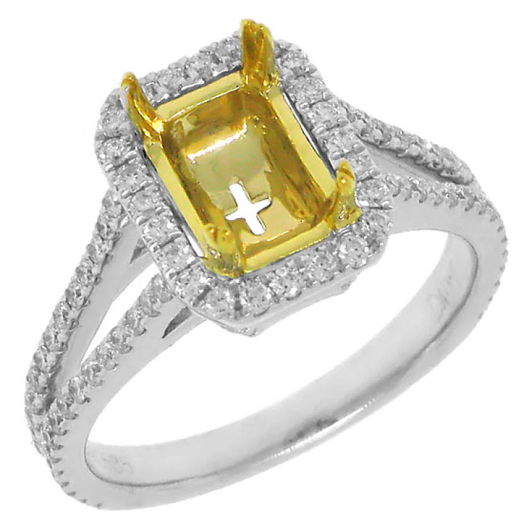 0.64ct 14k Two-tone Gold Diamond Semi-mount Ring