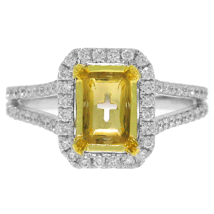 0.64ct 14k Two-tone Gold Diamond Semi-mount Ring