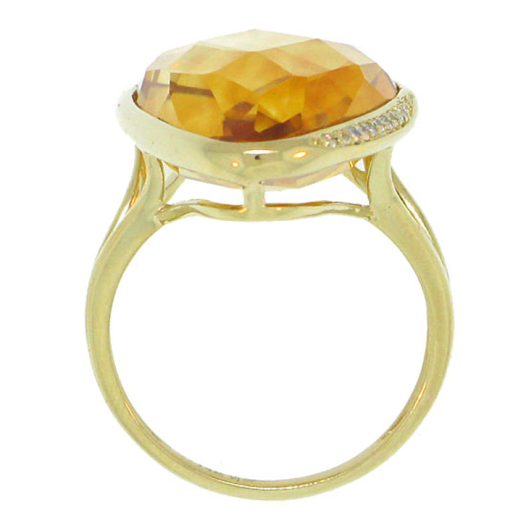 0.10ct Diamond & 19.65ct Citrine 14k Yellow Gold Ring
