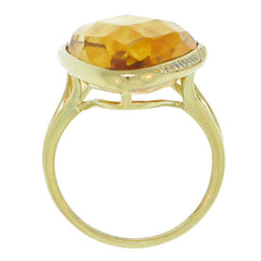 0.10ct Diamond & 19.65ct Citrine 14k Yellow Gold Ring