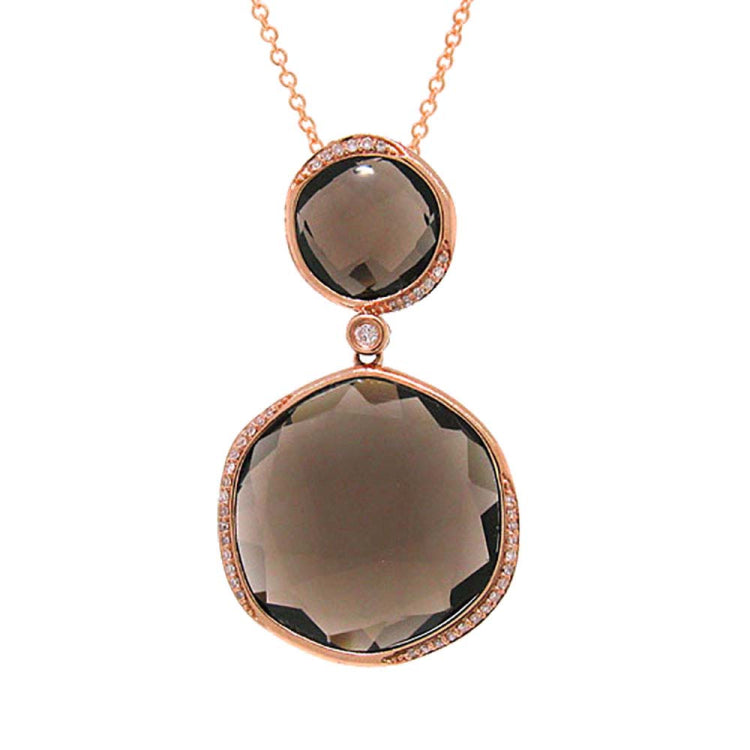 0.20ct Diamond & 23.73ct Smokey Topaz 14k Rose Gold Pendant