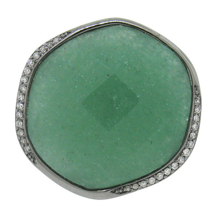 0.11ct Diamond & 18.98ct Aventurine 14k Black Rhodium Ring