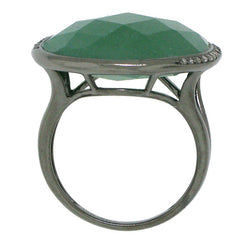 0.11ct Diamond & 18.98ct Aventurine 14k Black Rhodium Ring