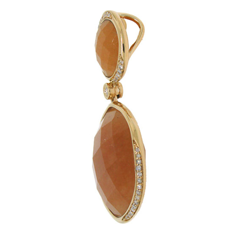 0.18ct Diamond & 24.01ct Peach Aventurine 14k Rose Gold Pendant