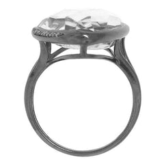 0.10ct Diamond & 17.82ct White Topaz 14k Black Rhodium Ring