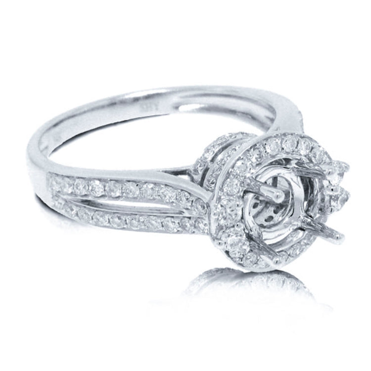 0.65ct 14k White Gold Diamond Semi-mount Ring