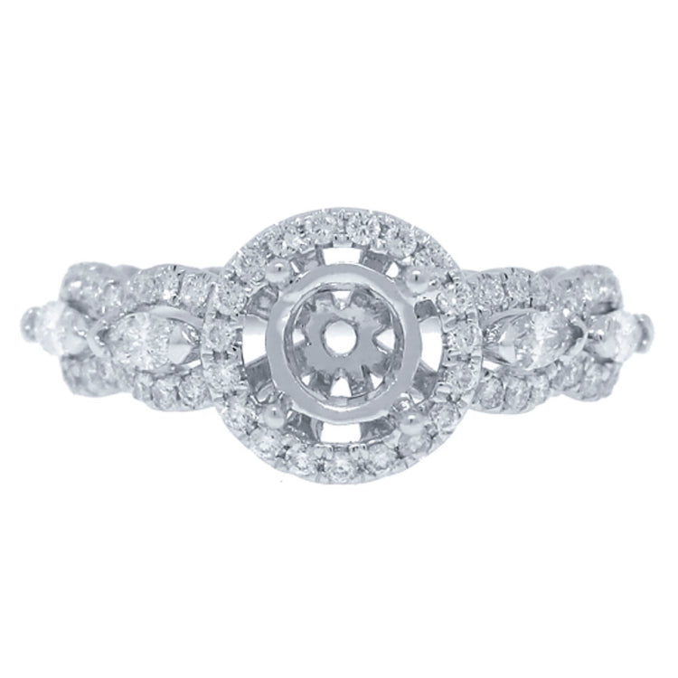 0.77ct 14k White Gold Diamond Semi-mount Ring