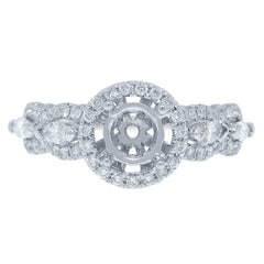 0.77ct 14k White Gold Diamond Semi-mount Ring