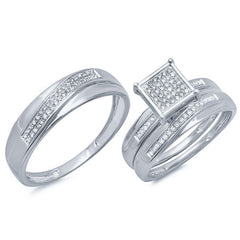 0.26ct 14k White Gold Diamond Trio Set Pave