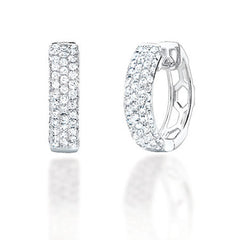 1.30ct 14k White Gold Diamond Hoop Pave Earring