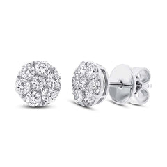0.86ct 14k White Gold Diamond Cluster Stud Earring