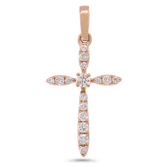 0.18ct 14k Rose Gold Diamond Cross Necklace
