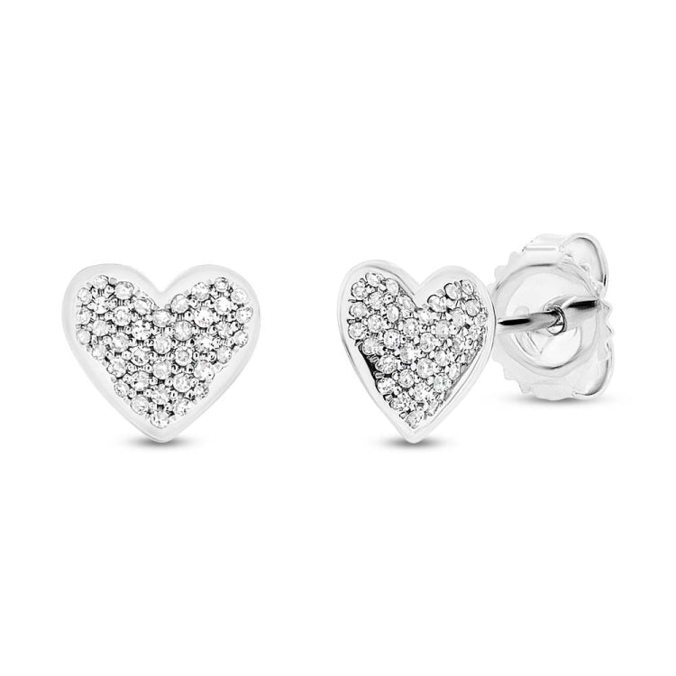 0.22ct 14k White Gold Diamond Pave Heart Stud Earring