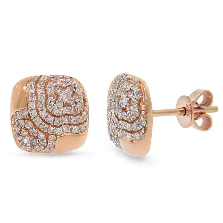 0.37ct 14k Rose Gold Diamond Pave Stud Earring