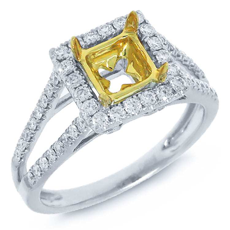 0.51ct 14k Two-tone Gold Diamond Semi-mount Ring
