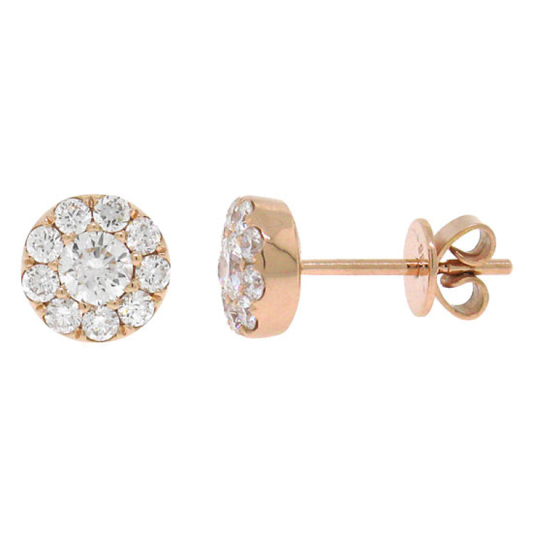 0.75ct 14k Rose Gold Diamond Cluster Earring