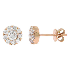0.75ct 14k Rose Gold Diamond Cluster Earring