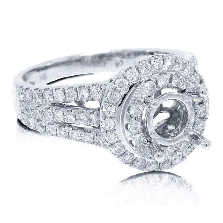 0.85ct 14k White Gold Diamond Semi-mount Ring
