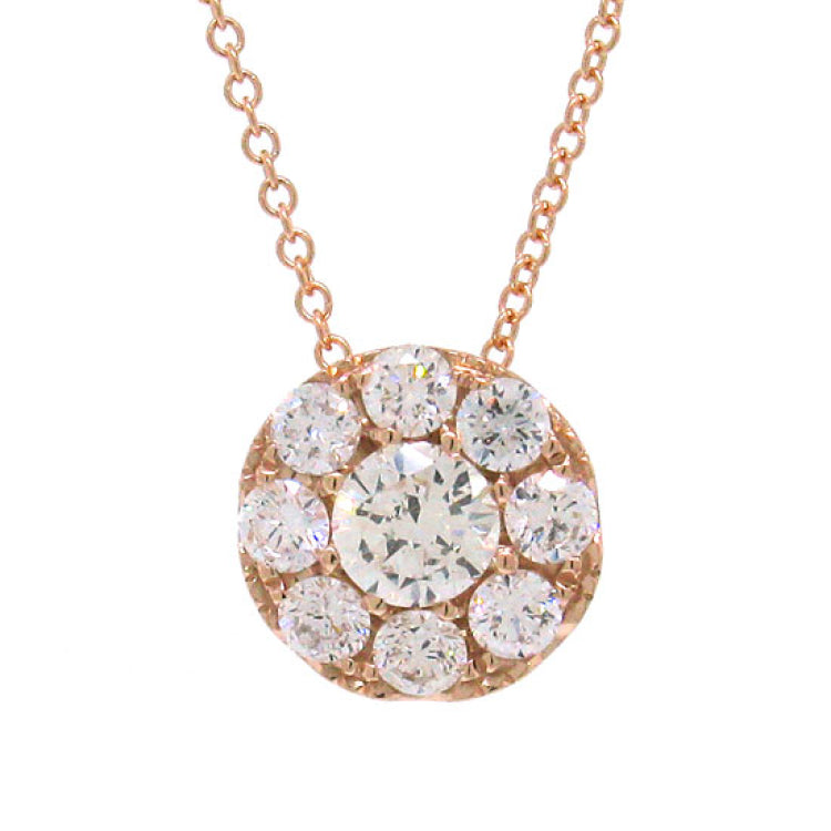 0.50ct 14k Rose Gold Diamond Cluster Pendant