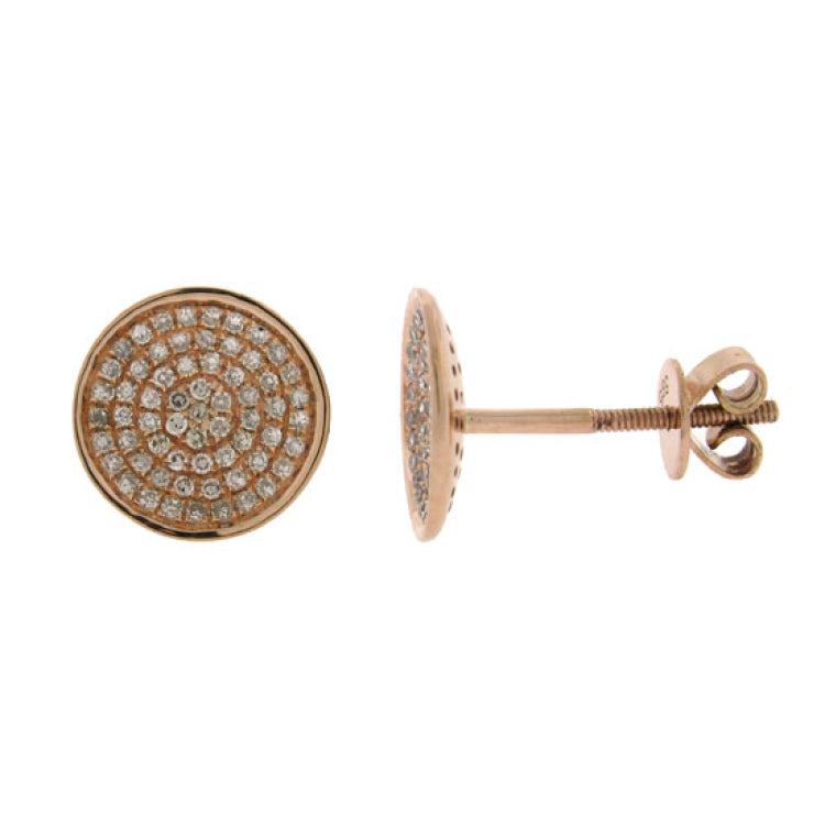 0.31ct 14k Rose Gold Diamond Pave Stud Earring