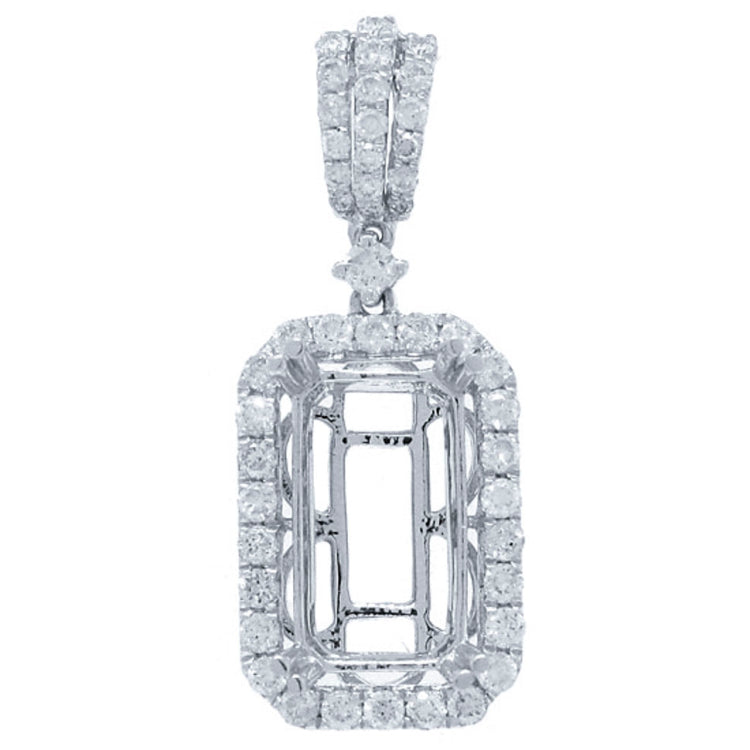 0.92ct 18k White Gold Diamond Semi-mount Pendant