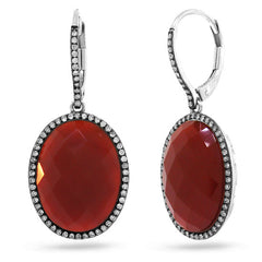 0.38ct Diamond & 14.74ct Red Agate 14k White Gold with Black Rhodium Earring