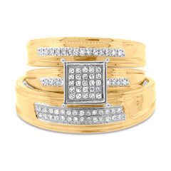 0.19ct 14k Yellow Gold Diamond Trio Set Pave