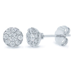 0.28ct 14k White Gold Diamond Cluster Stud Earring