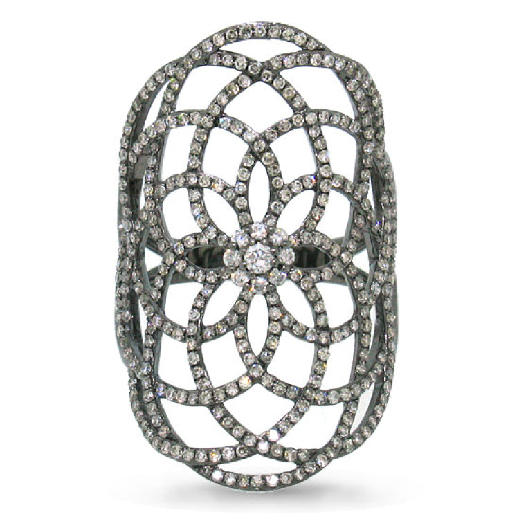 1.22ct 14k Gold with Black Rhodium Diamond Lace Lady's Ring