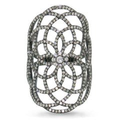 1.22ct 14k Gold with Black Rhodium Diamond Lace Lady's Ring