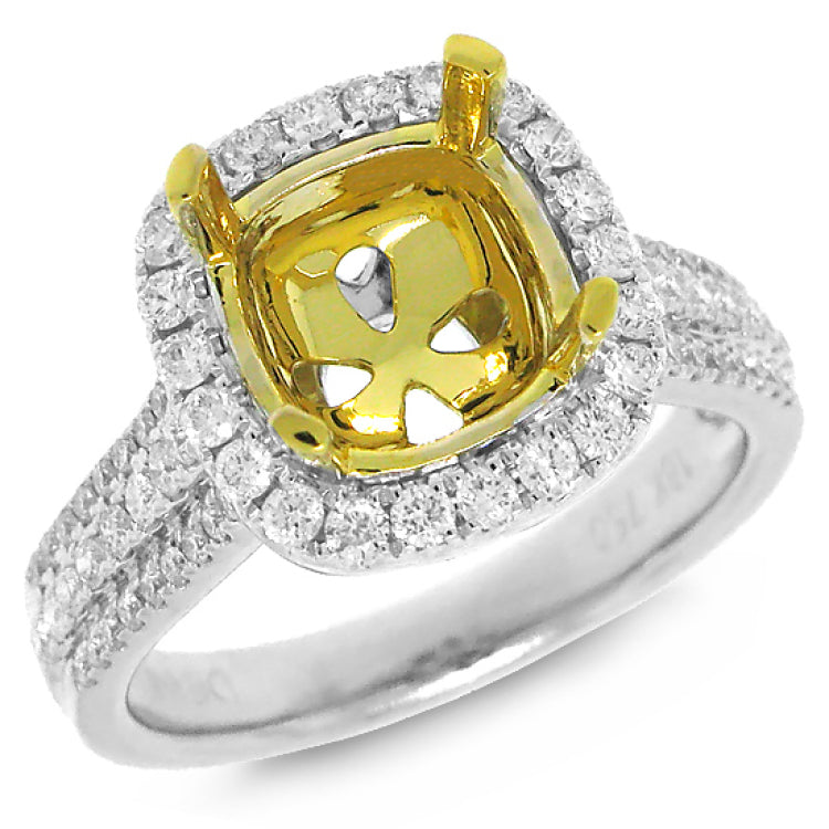 0.63ct 18k Two-tone Gold Diamond Semi-mount Ring