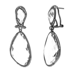 0.30ct Diamond & 31.39ct White Topaz 14k Black Rhodium Earring