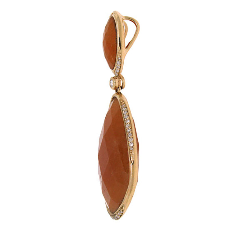 0.18ct Diamond & 22.72ct Peach Aventurine 14k Rose Gold Pendant