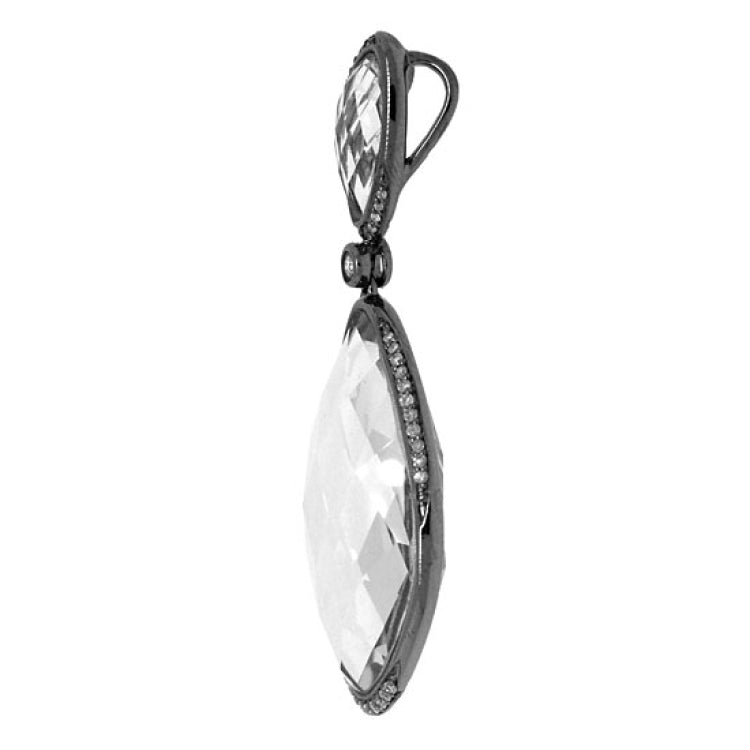 0.18ct Diamond & 23.80ct White Topaz 14k Black Rhodium Pendant