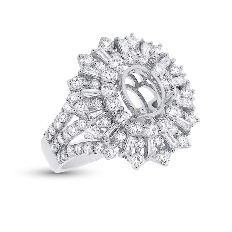 2.54ct 18k White Gold Diamond Semi-mount Ring