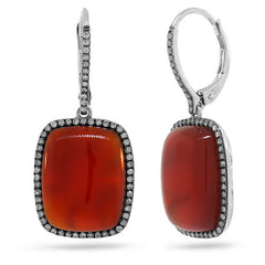 0.37ct Diamond & 14.85ct Red Agate 14k White Gold with Black Rhodium Earring